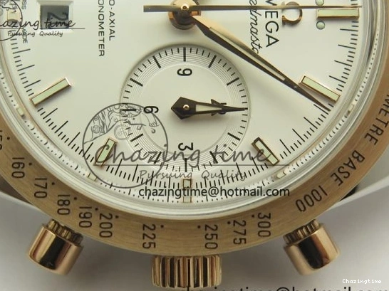 0327 Thermal Speedmaster ’57 Co-Axial SS RG OMF 1:1 Best Edition White Dial On SS RG Bracelet A9300 (Free Leather Strap) 8074